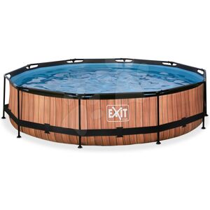 Bazén s filtráciou Wood pool Exit Toys kruhový oceľová konštrukcia 360*76 cm hnedý od 6 rokov