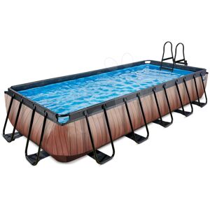 Bazén s pieskovou filtráciou Wood pool Exit Toys oceľová konštrukcia 540*250*100 cm hnedý od 6 rokov