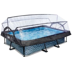 Bazén s krytom a filtráciou Stone pool Exit Toys oceľová konštrukcia 300*200*65 cm šedý od 6 rokov