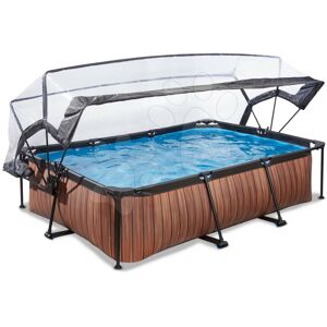 Bazén s krytom a filtráciou Wood pool Exit Toys oceľová konštrukcia 300*200*65 cm hnedý od 6 rokov