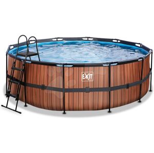 Bazén s filtráciou Wood pool Exit Toys kruhový oceľová konštrukcia 427*122 cm hnedý od 6 rokov