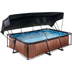 Bazén so strieškou a filtráciou Wood pool Exit Toys oceľová konštrukcia 300*200*65 cm hnedý od 6 rokov