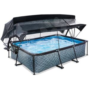 Bazén so strieškou krytom a filtráciou Stone pool Exit Toys oceľová konštrukcia 220*150*65 cm šedý od 6 rokov