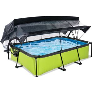 Bazén so strieškou krytom a filtráciou Lime pool Exit Toys oceľová konštrukcia 300*200*65 cm zelený od 6 rokov
