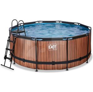 Bazén s pieskovou filtráciou Wood pool Exit Toys kruhový oceľová konštrukcia 360*122 cm hnedý od 6 rokov