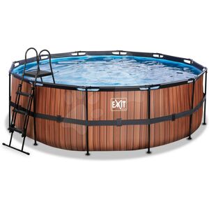 Bazén s pieskovou filtráciou Wood pool Exit Toys kruhový oceľová konštrukcia 427*122 cm hnedý od 6 rokov