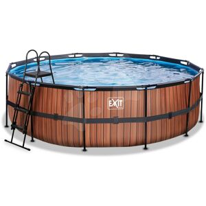 Bazén s pieskovou filtráciou Wood pool Exit Toys kruhový oceľová konštrukcia 450*122 cm hnedý od 6 rokov
