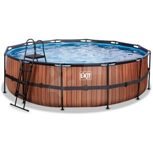 Bazén s pieskovou filtráciou Wood pool Exit Toys kruhový oceľová konštrukcia 488*122 cm hnedý od 6 rokov