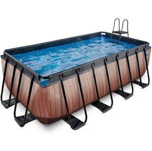 Bazén s pieskovou filtráciou Wood pool Exit Toys oceľová konštrukcia 400*200*122 cm hnedý od 6 rokov