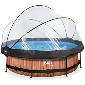 Bazén s krytom a filtráciou Wood pool Exit Toys kruhový oceľová konštrukcia 300*76 cm hnedý od 6 rokov