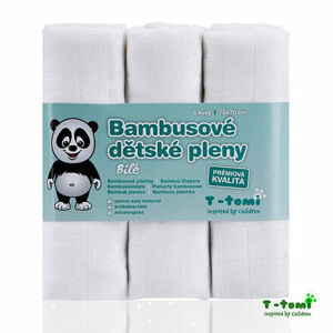 T-TOMI Bambusové plienky, súprava 3 kusov, biela
