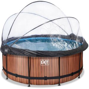 Bazén s krytom a pieskovou filtráciou Wood pool Exit Toys kruhový oceľová konštrukcia 360*122 cm hnedý od 6 rokov