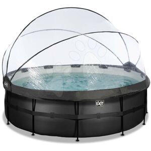 Bazén s krytom a pieskovou filtráciou Black Leather pool Exit Toys kruhový oceľová konštrukcia 427*122 cm čierny od 6 rokov