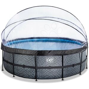 Bazén s krytom a pieskovou filtráciou Stone pool Exit Toys kruhový oceľová konštrukcia 450*122 cm šedý od 6 rokov