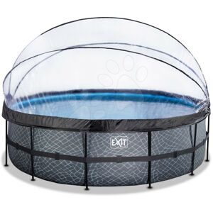 Bazén s krytom a pieskovou filtráciou Stone pool Exit Toys kruhový oceľová konštrukcia 488*122 cm šedý od 6 rokov