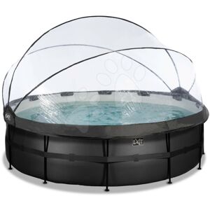 Bazén s krytom a pieskovou filtráciou Black Leather pool Exit Toys kruhový oceľová konštrukcia 488*122 cm čierny od 6 rokov