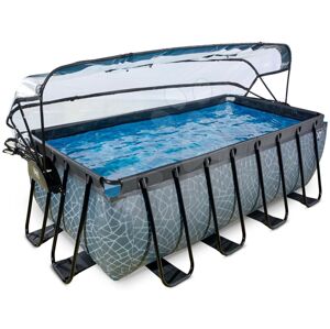 Bazén s krytom a pieskovou filtráciou Stone pool Exit Toys oceľová konštrukcia 400*200*122 cm šedý od 6 rokov