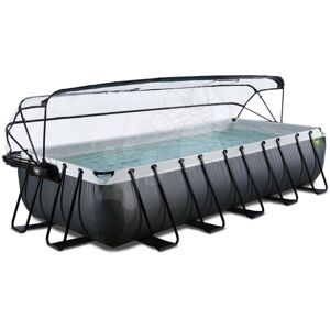 Bazén s krytom pieskovou filtráciou a tepelným čerpadlom Black Leather pool Exit Toys oceľová konštrukcia 540*250*100 cm čierny od 6 rokov