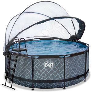 Bazén s krytom pieskovou filtráciou a tepelným čerpadlom Stone pool Exit Toys kruhový oceľová konštrukcia 360*122 cm šedý od 6 rokov