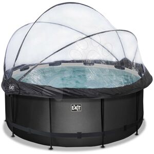Bazén s krytom pieskovou filtráciou a tepelným čerpadlom Black Leather pool Exit Toys kruhový oceľová konštrukcia 360*122 cm čierny od 6 rokov
