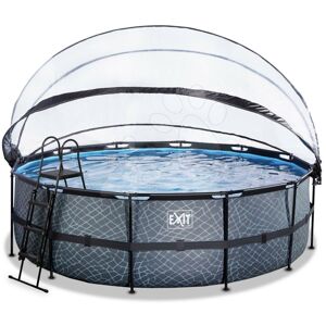 Bazén s krytom pieskovou filtráciou a tepelným čerpadlom Stone pool Exit Toys kruhový oceľová konštrukcia 450*122 cm šedý od 6 rokov