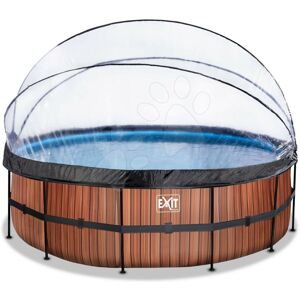 Bazén s krytom pieskovou filtráciou a tepelným čerpadlom Wood pool Exit Toys kruhový oceľová konštrukcia 450*122 cm hnedý od 6 rokov