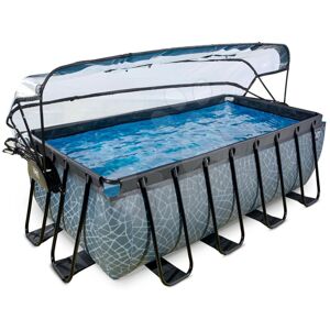 Bazén s krytom pieskovou filtráciou a tepelným čerpadlom Stone pool Exit Toys oceľová konštrukcia 400*200*122 cm šedý od 6 rokov