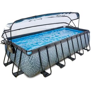 Bazén s krytom pieskovou filtráciou a tepelným čerpadlom Stone pool Exit Toys oceľová konštrukcia 540*250*122 cm šedý od 6 rokov