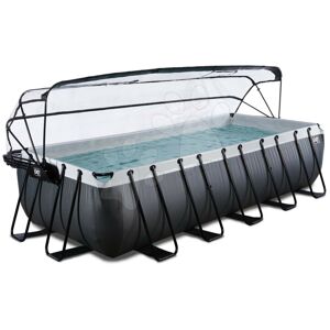 Bazén s krytom pieskovou filtráciou a tepelným čerpadlom Black Leather pool Exit Toys oceľová konštrukcia 540*250*122 cm čierny od 6 rokov