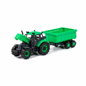 Traktor "Progres" s prívesom, na zotrvačník, zelený