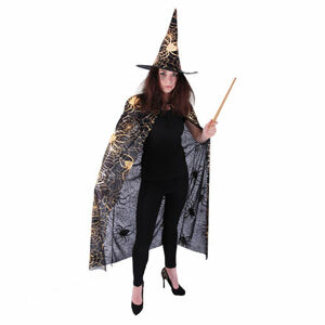 Rappa Čarodejnícky plášť s klobúkom a pavučinou pre dospelých