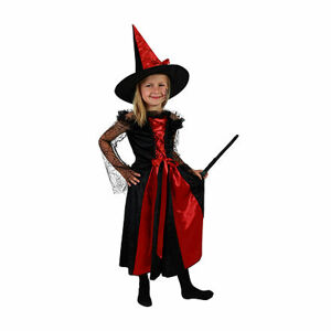 Rappa Detský kostým čarodejnice čierno-červená s klobúkom (S) e-obal