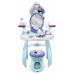 Kozmetický stolík so stoličkou Frozen Hairdresser Smoby so zrkadlom s emblémom a 10 doplnkami