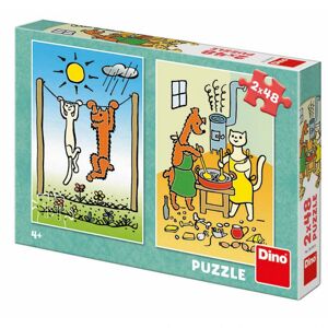 Dino puzzle Psík a mačička 2x48D