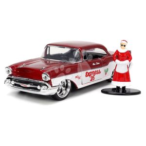 Autíčko vianočné Chevrolet 1957 Jada kovové s otvárateľnými dverami a figúrkou Santa Claus dĺžka 13 cm 1:32