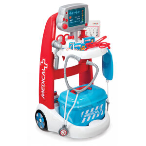 Smoby detský lekársky vozík Medical so zvukom a doktorským kufríkom 340202 červený
