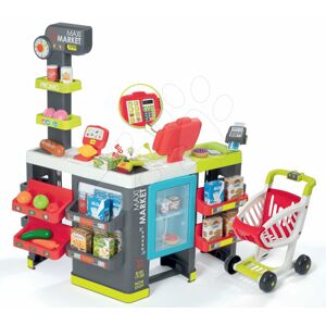 Smoby obchod zmiešaný tovar Maxi Market s chladničkou, elektronickou pokladňou a skenerom s 50 doplnkami 350215