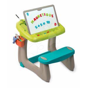 Lavica na kreslenie a magnetky Little Pupils Desk Smoby s obojstrannou tabuľou a úložným priestorom s 80 doplnkami