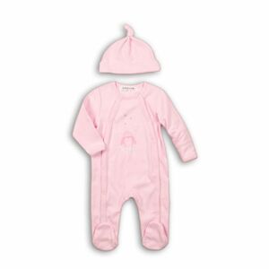 Overal dojčenský bavlnený s čiapočkou, Minoti, PENGUIN 4, růžová - 74/80 | 9-12m