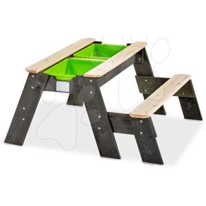 Pieskovisko cédrové stôl na vodu a piesok Aksent sand&water table Exit Toys piknikové s lavicou a krytom