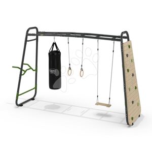 Multifunkčné fitness centrum GetSet Monkeybar MB320 Exit Toys rozšíriteľné s gymnastickými kruhmi boxovacím vrecom lezeckou stenou hojdačkou a bradlami