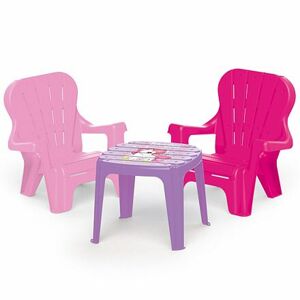 DOLE Detský záhradný set stôl a 2 stoličky, jednorožec
