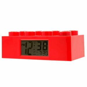 Lego Brick - hodiny s budíkom, červené
