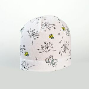 Karpet Dievčenská úpletová čiapka s potlačou kvety - biela vel.3