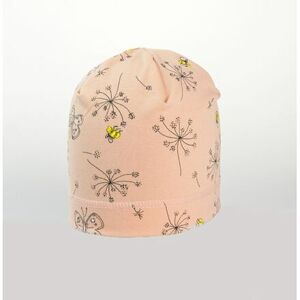 Karpet Dievčenská úpletová čiapka s potlačou kvety - losos vel.3