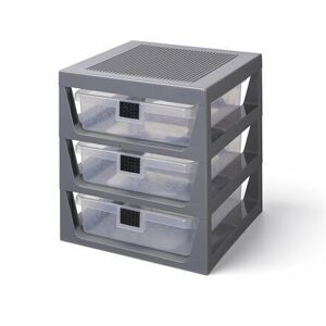 LEGO organizér s tromi zásuvkami - tmavo šedá