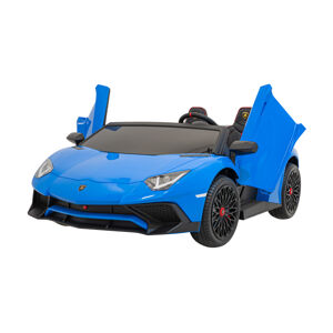 Autíčko Lamborghini Aventador SV na batérie pre 2 deti Modré + 2,4 GHz diaľkové ovládanie + EVA pena + audio LED