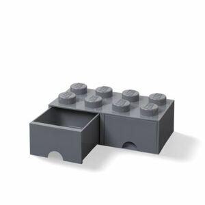 LEGO úložný box 8 s šuplíky - tmavo šedá
