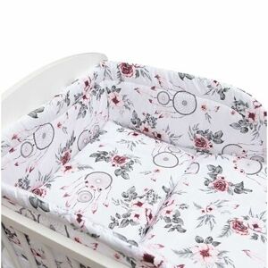 New Baby-3-dielne posteľné obliečky New Baby 100/135 cm biele kvety a pierka