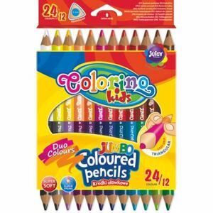 Trojhranné Jumbo pastelky 24 farieb, 12 ks, Colorino Kids